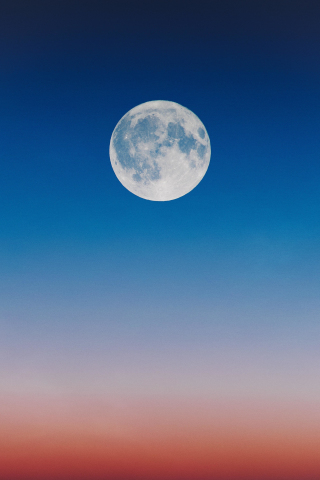 Minimal, moon, sunset, nature, blue sky, 240x320 wallpaper