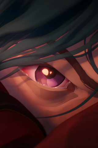 Angry Jinx, red eye, league of legends, 240x320 wallpaper