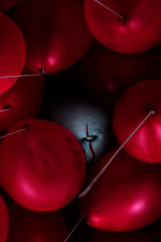 Red balloons, clown, joker, horror, movie, IT chapter 2 movie, 240x320 wallpaper