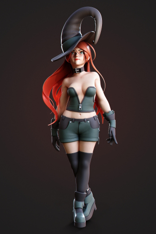 Witch, long red hair, artwork, 240x320 wallpaper