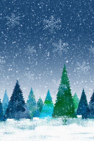 Christmas, decorations, trees, snowflakes, artwork, 240x320 wallpaper