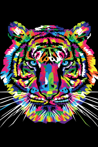 Tiger, muzzle, predator, artwork, 240x320 wallpaper