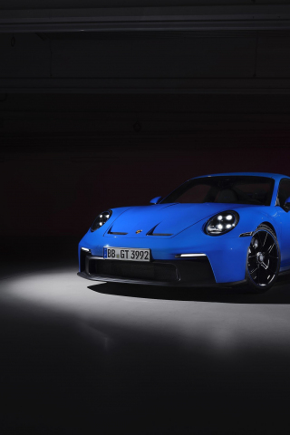 Porsche 911 GT3, 2021 blue car, 240x320 wallpaper