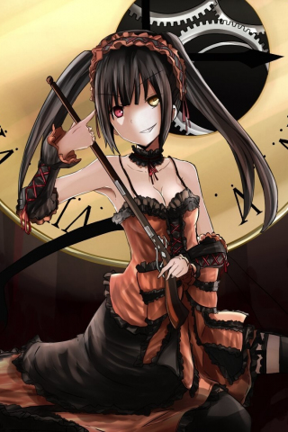 Kurumi Tokisaki, dark, anime girl, 240x320 wallpaper