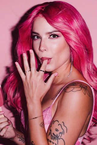 Beauitful, Halsey, pink hair, 240x320 wallpaper
