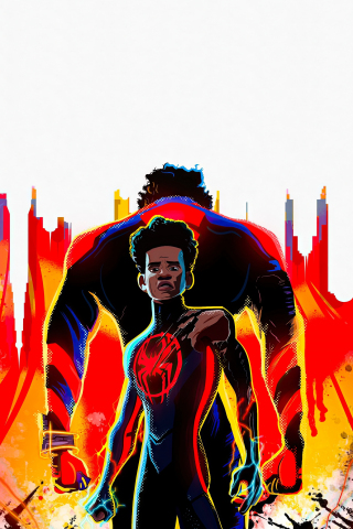 Two spider-man, the spider-verse, face-off poster, 240x320 wallpaper
