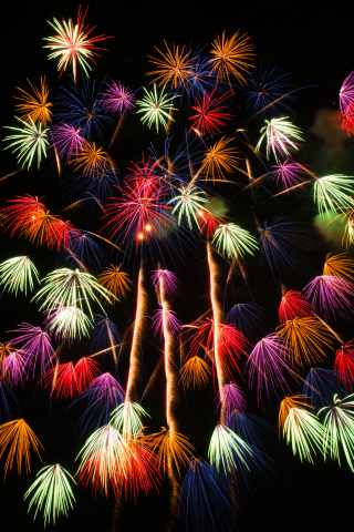 Fireworks, sparks, celebration, colorful sky, 240x320 wallpaper