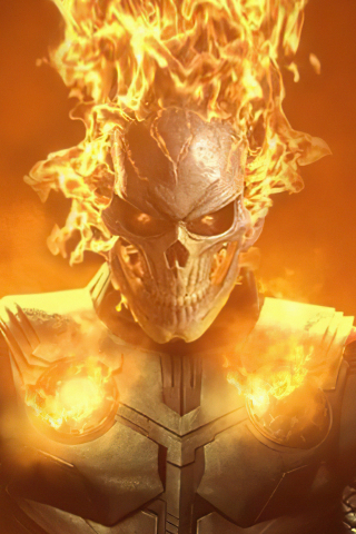 Ghost Rider, fire flames, superhero, 240x320 wallpaper