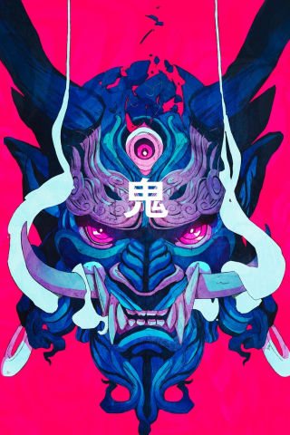 Demon, head, digital art, 240x320 wallpaper