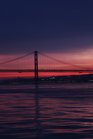 San Francisco's Golden Gate Bridge, bridge, night, sunset, sea, 240x320 wallpaper
