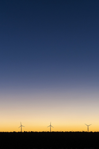 Sunset, windmills, clean skyline, minimal, 240x320 wallpaper