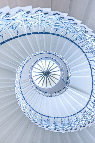 Spiral, white-blue stairs, interior, 240x320 wallpaper