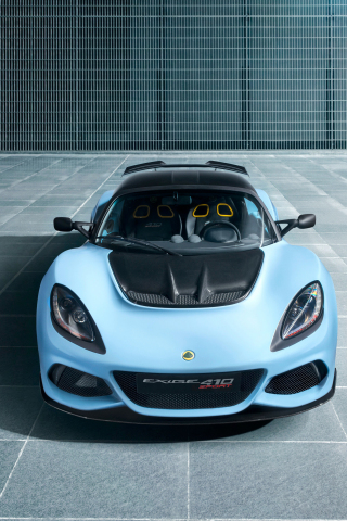 Lotus Exige Sport 410, blue super car, 2018, 240x320 wallpaper