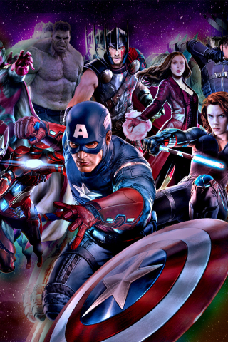 The Avengers, marvel comics, superhero, 240x320 wallpaper
