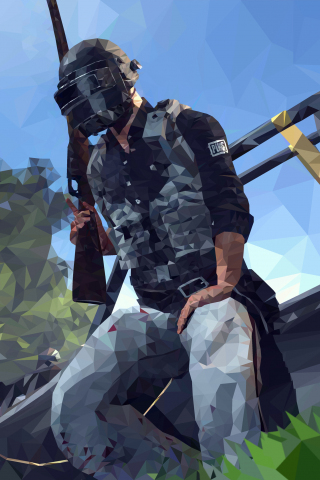 PUBG, video game, low poly, helmet guy, artwork, 240x320 wallpaper