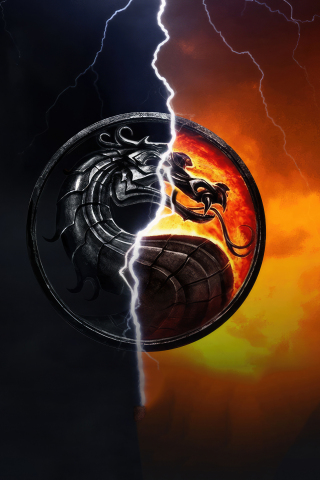 Mortal Kombat 1, mobile game logo, dragon, 240x320 wallpaper