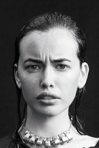 Sarah Stephens, wet body, monochrome, australian model, 240x320 wallpaper