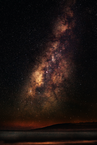 Starry sky, clouds, night, galaxy, dark, 240x320 wallpaper
