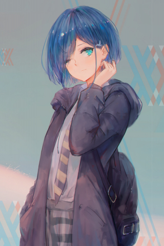 Cute, Ichigo, Darling in the franxx, anime girl, art, 240x320 wallpaper