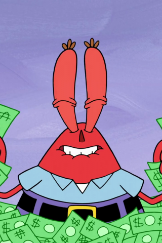 Mr. Krabs, SpongeBob SquarePants, tv series, cartoon, money, 240x320 wallpaper
