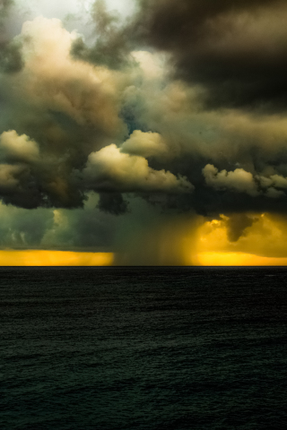 Clouds, storm, rain, sea, nature, 240x320 wallpaper