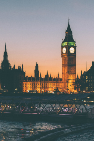 Clock tower, architecture, Big Ben, London, Night, 240x320 wallpaper