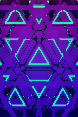 Abstraction, the neon triangles, 240x320 wallpaper