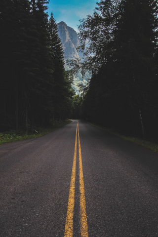 Download wallpaper 240x320 yellow lines, highway, asphalt, old mobile, cell  phone, smartphone, 240x320 hd image background, 24829