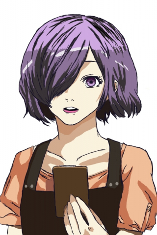 Cute, purple hair, anime girl, Touka Kirishima, Tokyo Ghoul, 240x320 wallpaper