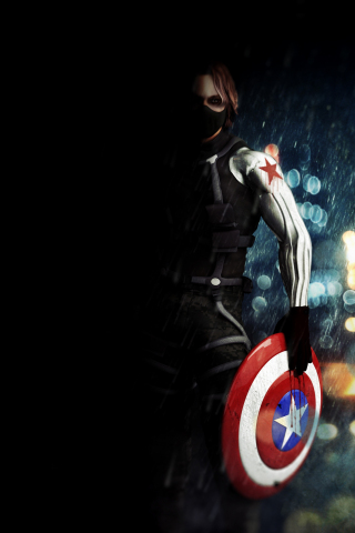 Bucky Barnes, Captain America: The Winter Soldier, movie, artwork, 240x320 wallpaper