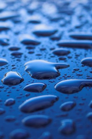 Drops, blue surface, 240x320 wallpaper