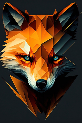 Minimal, fox muzzle, digital art, 240x320 wallpaper
