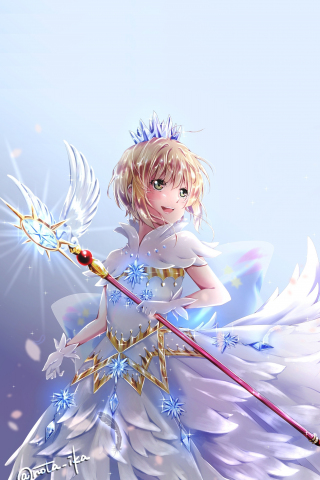 Angel, Sakura Kinomoto, cute, anime girl, 240x320 wallpaper