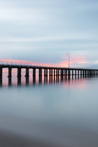 Fog, pier, bridge, seashore, nature, 240x320 wallpaper
