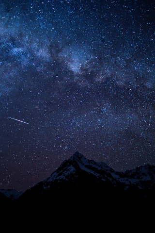 Starry sky, night, mountains, nature, 240x320 wallpaper