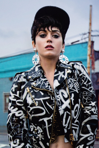 Katy Perry, Moschino, black cap, photoshoot, 240x320 wallpaper
