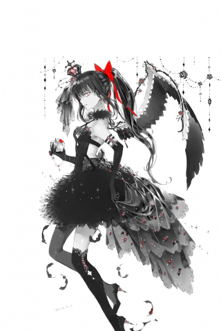 Anime, black and white, Homura Akemi, 240x320 wallpaper