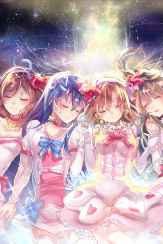 Love live!, cute, all anime girls, closed eyes, 240x320 wallpaper
