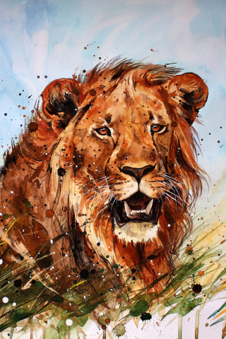 Lion, a beast, art, predator, 240x320 wallpaper