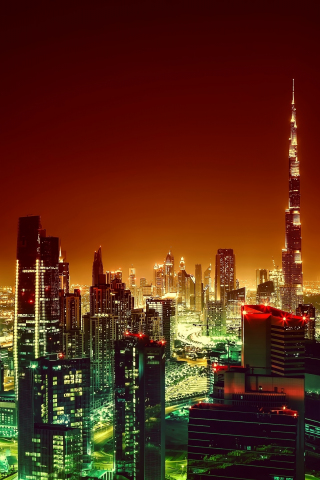 Burj Khalifa, Dubai, modern architecture, night, 240x320 wallpaper