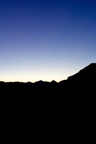 Dawn, sunset, blue sky, mountains, 240x320 wallpaper