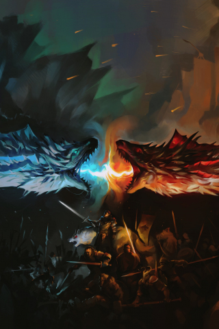 Game of thrones, tv series, dragons' fight, fan art, 240x320 wallpaper