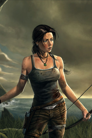 Lara croft, Tomb Raider, video game, artwork, 240x320 wallpaper