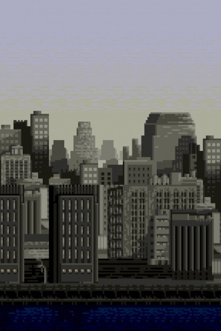 Pixel art, cityscape, buildings, New York, 240x320 wallpaper