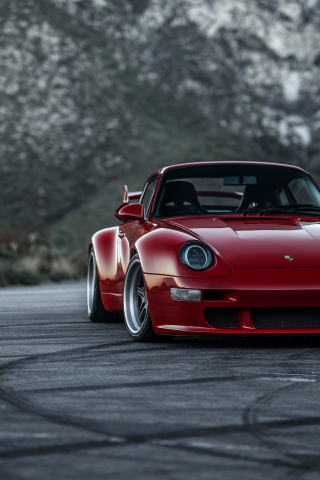 Classic car, red Porsche 911, 240x320 wallpaper