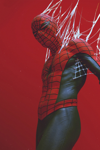 Spider-man in the web, digital art, 240x320 wallpaper