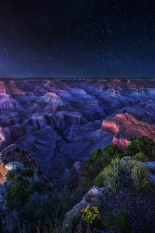 Night, canyon, aerial view, nature, landscape, 240x320 wallpaper