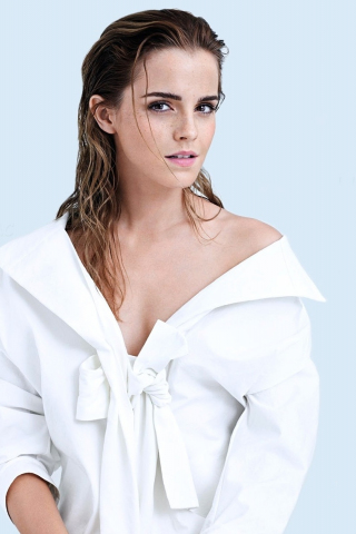 White dress, beautiful, Emma Watson, 240x320 wallpaper