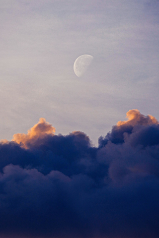 Blue clouds, blur moon, sky, 240x320 wallpaper