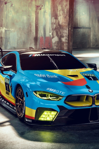 BMW M8 GTE, front, sports car, 240x320 wallpaper